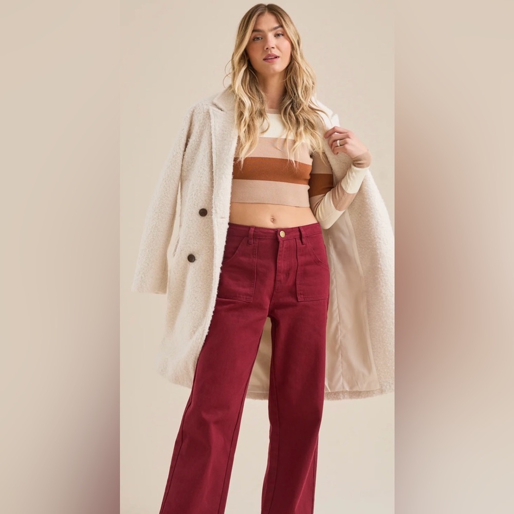 Women Nash Solid Pants Burgundy
SZ L